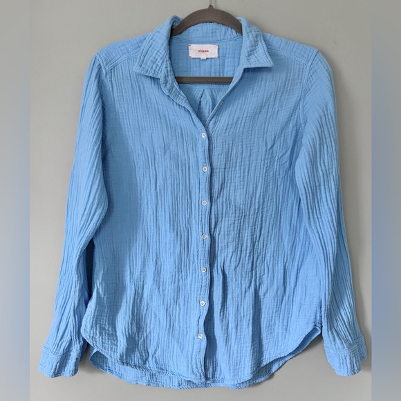 Xirena Scout Cotton Gauze Button-up Shirt Atlas Blue Size XS - Picture 3 of 10